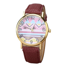 Geometry Pattern Leather Band Watch Men Women Wrist Watches EF8