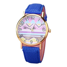 Geometry Pattern Leather Band Watch Men Women Wrist Watches EF8