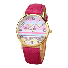 Geometry Pattern Leather Band Watch Men Women Wrist Watches EF8