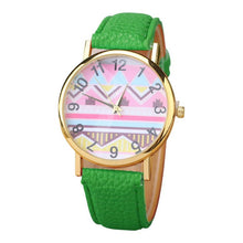 Geometry Pattern Leather Band Watch Men Women Wrist Watches EF8