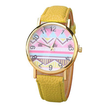 Geometry Pattern Leather Band Watch Men Women Wrist Watches EF8