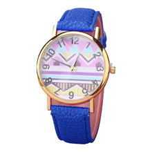 Geometry Pattern Leather Band Watch Men Women Wrist Watches EF8