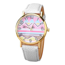 Geometry Pattern Leather Band Watch Men Women Wrist Watches EF8