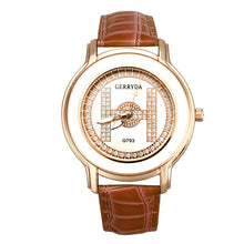 Elegant Business Leather Band Analog H Shape Diamond Ladies dress quartz watch montre femme relogio feminino EF8