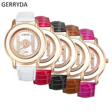 Elegant Business Leather Band Analog H Shape Diamond Ladies dress quartz watch montre femme relogio feminino EF8
