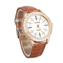 Elegant Business Leather Band Analog Rhinestone Diamond Ladies dress quartz watch montre femme relogio feminino EF8