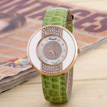 Elegant Leather Band Stainless Steel Sport Analog Diamond women Ladies dress quartz watch montre femme relogio feminino EF8
