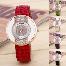 Elegant Leather Band Stainless Steel Sport Analog Diamond women Ladies dress quartz watch montre femme relogio feminino EF8