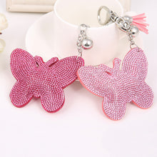 Gift For Lady 2 Colors s Lovely Women Butterfly Keychain Cover Rhinestone Inlaid PU Leather Key Rings EF8
