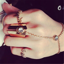 Gift For Women Girl Jewelry S Cool Chain Link Midi Finger Ring Gold Crystal Women Knuckle Ring EF8