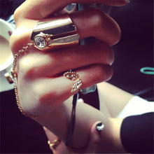 Gift For Women Girl Jewelry S Cool Chain Link Midi Finger Ring Gold Crystal Women Knuckle Ring EF8