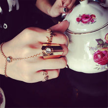 Gift For Women Girl Jewelry S Cool Chain Link Midi Finger Ring Gold Crystal Women Knuckle Ring EF8