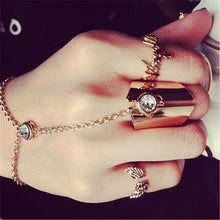 Gift For Women Girl Jewelry S Cool Chain Link Midi Finger Ring Gold Crystal Women Knuckle Ring EF8
