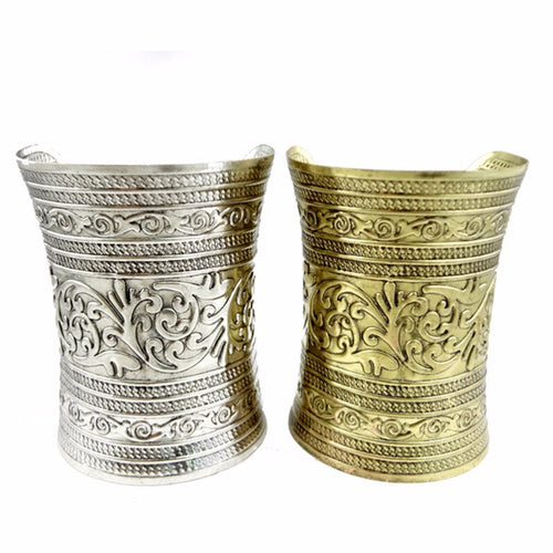 Gifts For Lady s Women Punk Metallic Gothic Long Wide Bangles Vintage Metal Cuff Curved Bangle Bracelet EF8