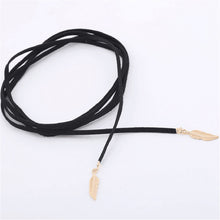 Gifts For Lady Elegant Women Long Black Velvet Rope Gold Leaf Pendant Choker Collar Necklace EF8