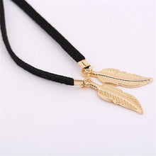 Gifts For Lady Elegant Women Long Black Velvet Rope Gold Leaf Pendant Choker Collar Necklace EF8