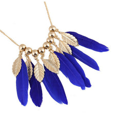 Gifts Women Big Leaves   Blue Feather Shape Necklaces s Pendants Elegant Women Choker Necklace EF8