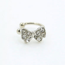 Girls Rhinestone Chic Bow Ear Bone Clip Beauty Earring Jewelry S Lady Silver Plated Shiny Crystal Bowknot Stud Earrings EF8