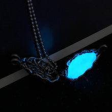 Glow In The Dark Locket Silver Hollow Glowing Stone Pendant Luminous Statement Chocker Pendants Necklace For Women EF8