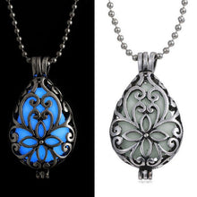 Glow In The Dark Locket Silver Hollow Glowing Stone Pendant Luminous Statement Chocker Pendants Necklace For Women EF8