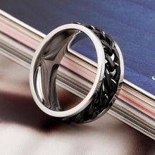 Gold Black Silver Stainless Titanium Steel Wedding B s Polish Geometric Steel Jewelry Men Spinner Rotatable Chain Ring EF8