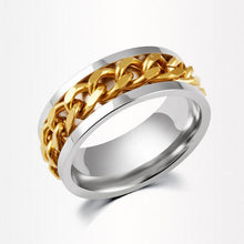 Gold Black Silver Stainless Titanium Steel Wedding B s Polish Geometric Steel Jewelry Men Spinner Rotatable Chain Ring EF8