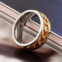 Gold Black Silver Stainless Titanium Steel Wedding B s Polish Geometric Steel Jewelry Men Spinner Rotatable Chain Ring EF8