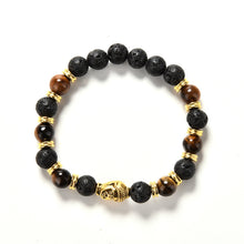 Gold Buddha Skull Elastic Bracelets Beaded Tibet Charm Lucky Bracelets S Black Color Men's Bracelet EF8