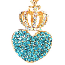 Gold Plated Beautiful Car Keyring Crystal Crown Heart Lovers Keychain EF8