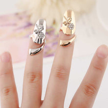 Gold Silver Finger nails Ring With Crystal Dragonfly Fine Jewelry Punk Women Rings Style EF8