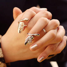Gold Silver Finger nails Ring With Crystal Dragonfly Fine Jewelry Punk Women Rings Style EF8