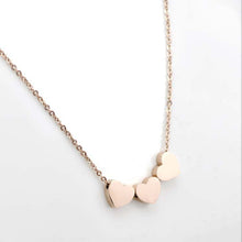 Gold Silver Three Love Heart Chain Pendant Statement Necklace Women Necklace EF8