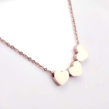 Gold Silver Three Love Heart Chain Pendant Statement Necklace Women Necklace EF8
