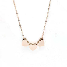 Gold Silver Three Love Heart Chain Pendant Statement Necklace Women Necklace EF8