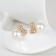 Gold Women Stud Earrings Gifts Bow Knot Pearl Stud Earrings For Women  EF8