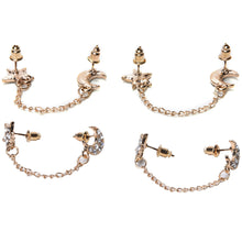 Gold plated Moon   Star Crystal Rhinestone Stud Earrings EF8