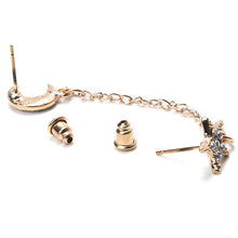 Gold plated Moon   Star Crystal Rhinestone Stud Earrings EF8