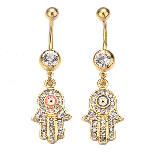 Gold silver plated Stainess Steel H  Crystal Belly Button Ring Tassel Dangle Navel Body Jewelry Piercings  EF8