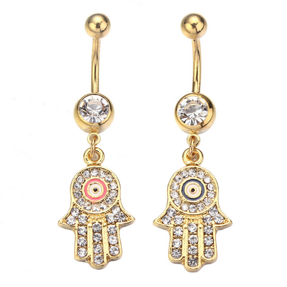 Gold silver plated Stainess Steel H  Crystal Belly Button Ring Tassel Dangle Navel Body Jewelry Piercings  EF8