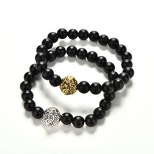 Golden Natural Grinding Stone Bracelets S 2 Colors Lion Head Women Men Beaded Bracelet EF8