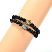 Golden Natural Grinding Stone Bracelets S 2 Colors Lion Head Women Men Beaded Bracelet EF8