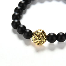 Golden Natural Grinding Stone Bracelets S 2 Colors Lion Head Women Men Beaded Bracelet EF8