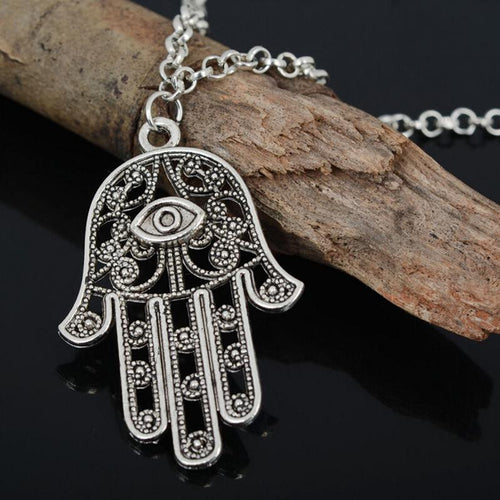 Good Luck Protection Hamsa Symbol Fatima H  Evil Eye Pendant Chain Necklace EF8