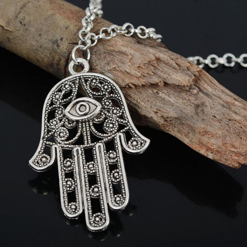 Good Luck Protection Hamsa Symbol Fatima H  Evil Eye Pendant Chain Necklace EF8