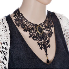 Gothic Collar Lace Necklace For Wedding Party Black Lace  Beads H made Short Choker Victorian Steampunk Style EF8