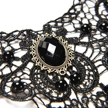 Gothic Collar Lace Necklace For Wedding Party Black Lace  Beads H made Short Choker Victorian Steampunk Style EF8