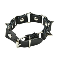 Gothic Metal Cone Stud Spikes Rivet Leather Wristb  Punk style Cool Wolf Tooth Bangle Cuff Bracelet EF8