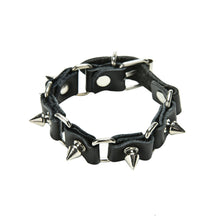 Gothic Metal Cone Stud Spikes Rivet Leather Wristb  Punk style Cool Wolf Tooth Bangle Cuff Bracelet EF8