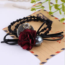 Hair Accessories Flower Hair Rope Big Flower Elastic Hair Ties Rhinestone Pearl Charms Rubber B  Elastic Headwear for Girls EF8
