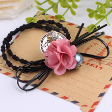 Hair Accessories Flower Hair Rope Big Flower Elastic Hair Ties Rhinestone Pearl Charms Rubber B  Elastic Headwear for Girls EF8